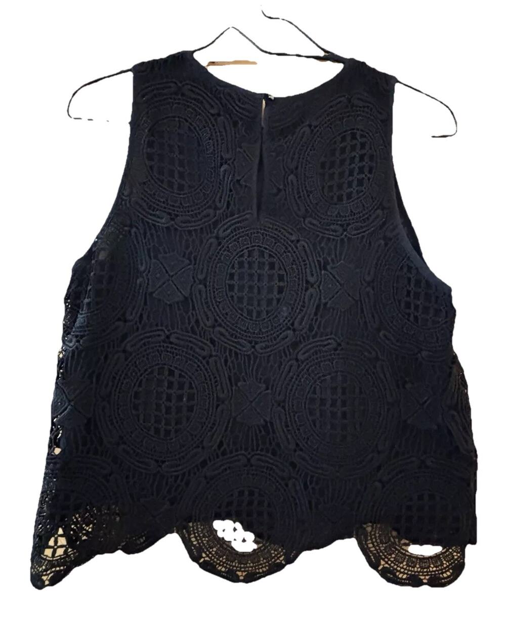 Banana Repuiblic black Crochet Lace Top Sm Fairygoth Whimsygoth